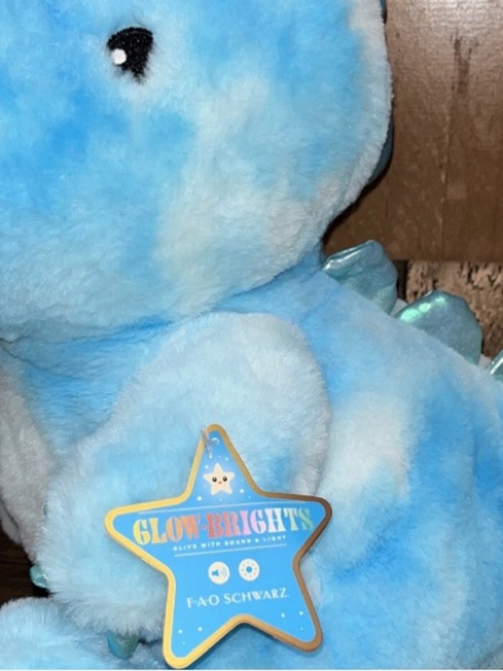 FAO SCHWARZ Glow-Brights Blue Plush Dinosaur Plush Baby Decor Toy NWT - Picture 4 of 7